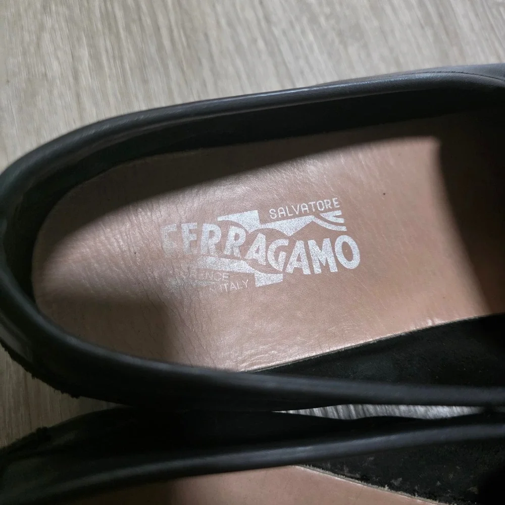 Salvatore Ferragamo Mens 11.5 2E Black Leather Gancini Bit Loafers Made in Italy